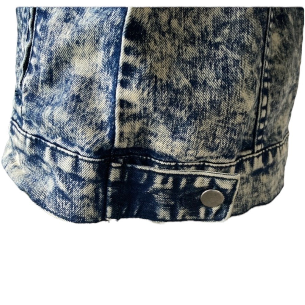Forever 21 Mens Acid Wash Denim Jacket Blue Patches Streetwear Small BB009 - Picture 5 of 8